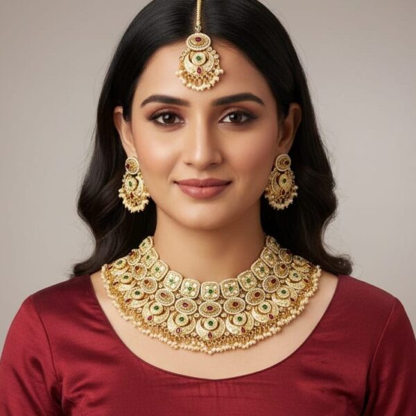Kundan Polki Full Neck Choker Set