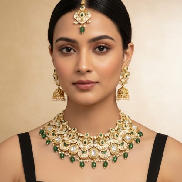 Kundan Polki Full Neck Choker Set